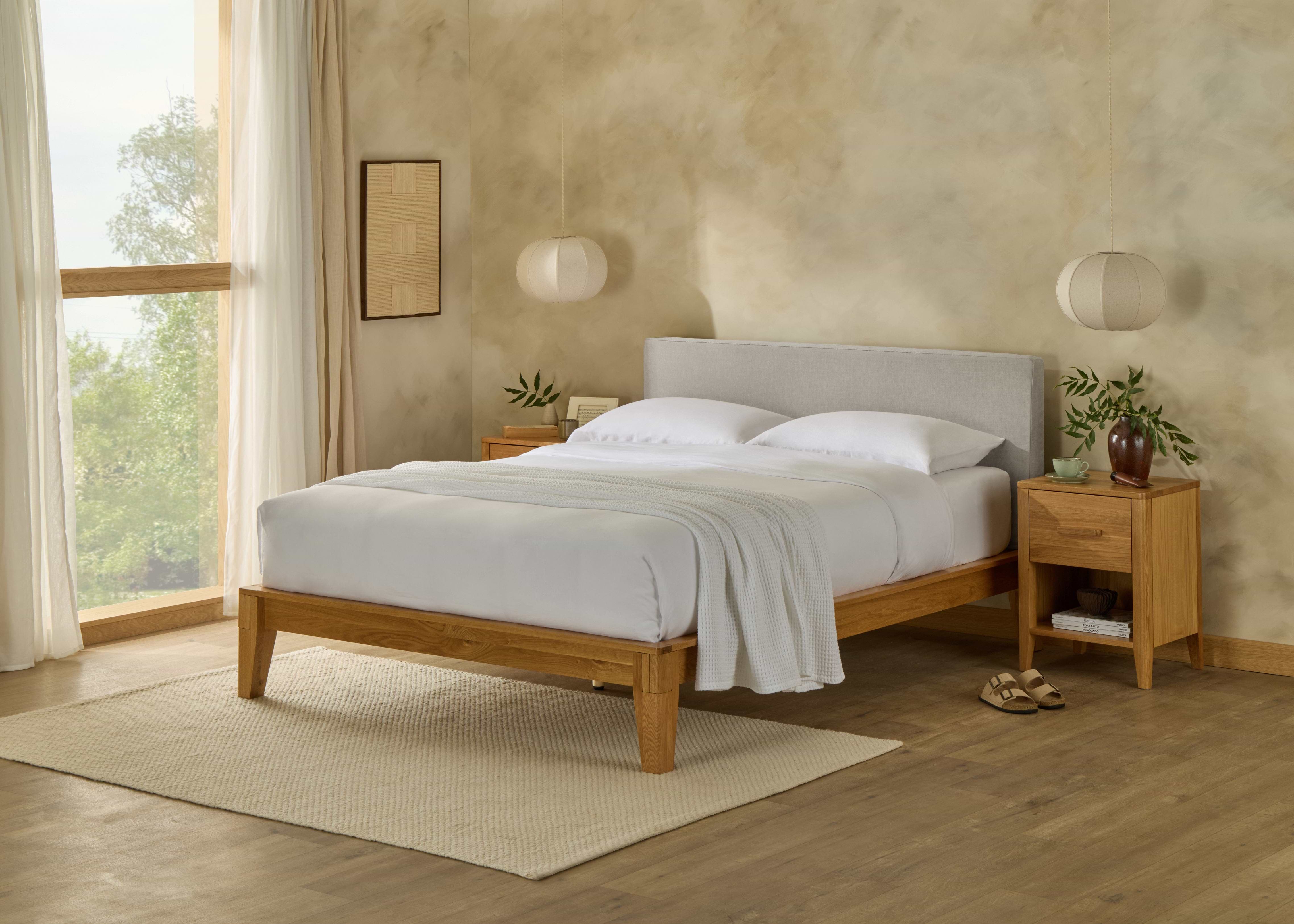Yasumi Solid Oak Upholstered Bed