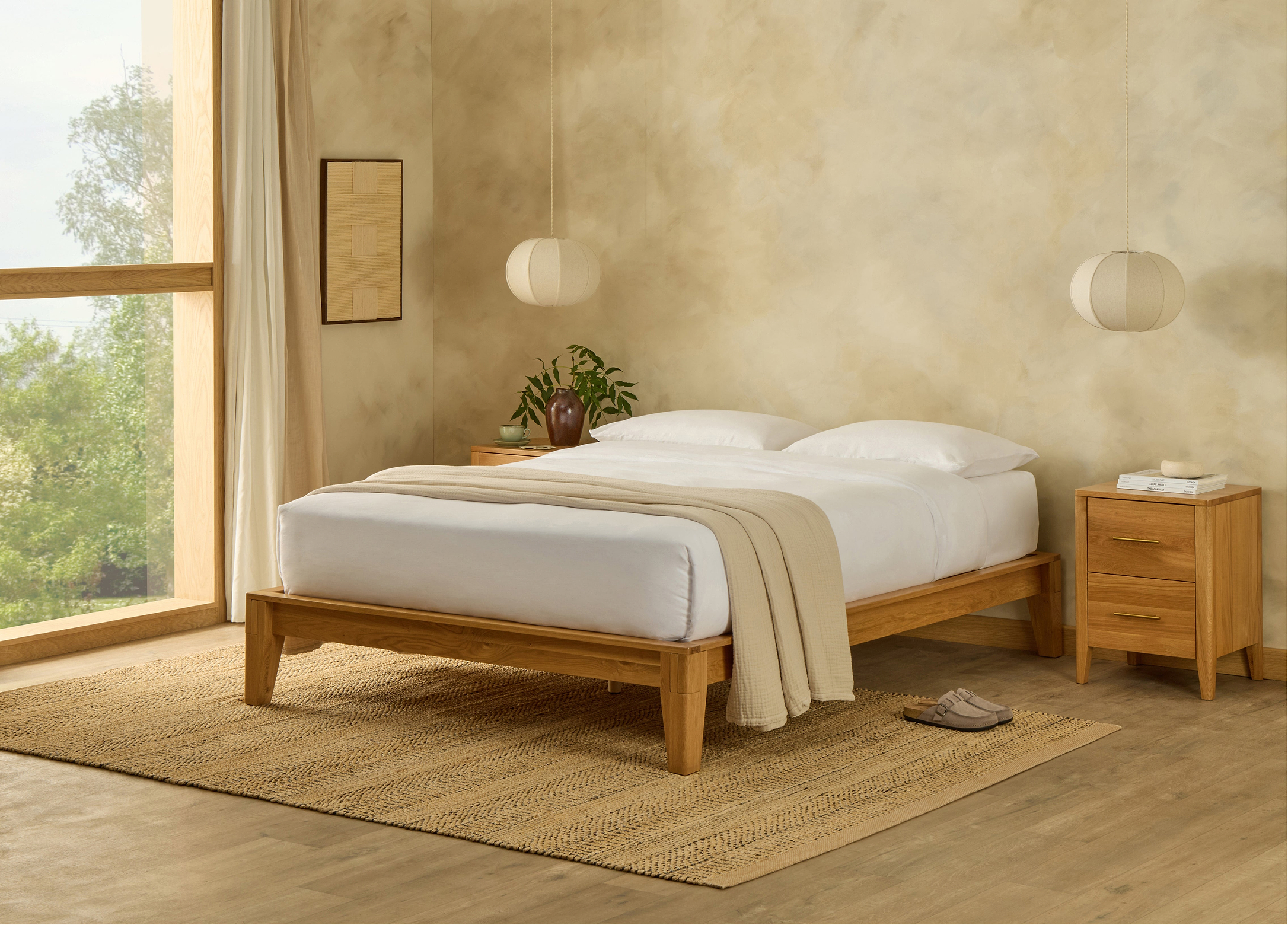 Yasumi Solid Oak Platform Bed