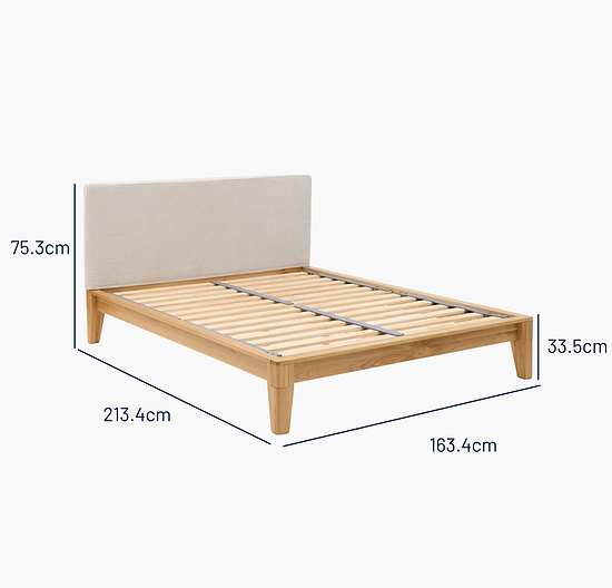 Yasumi Solid Oak Upholstered King Bed Frame