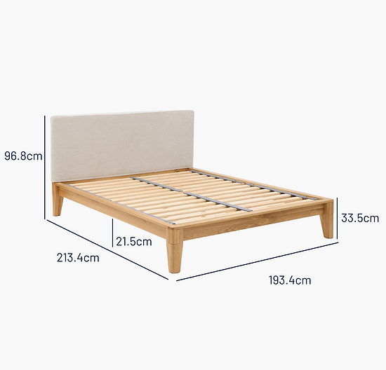 Yasumi Solid Oak Upholstered Super King Bed Frame